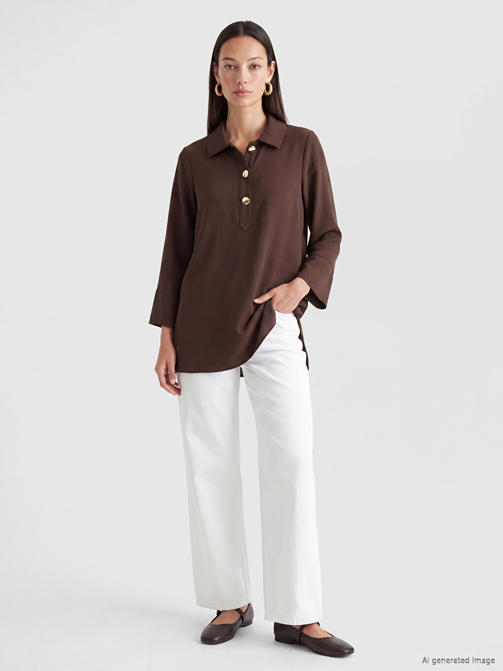 Shirt Collar Oversize Women's Tunic-1