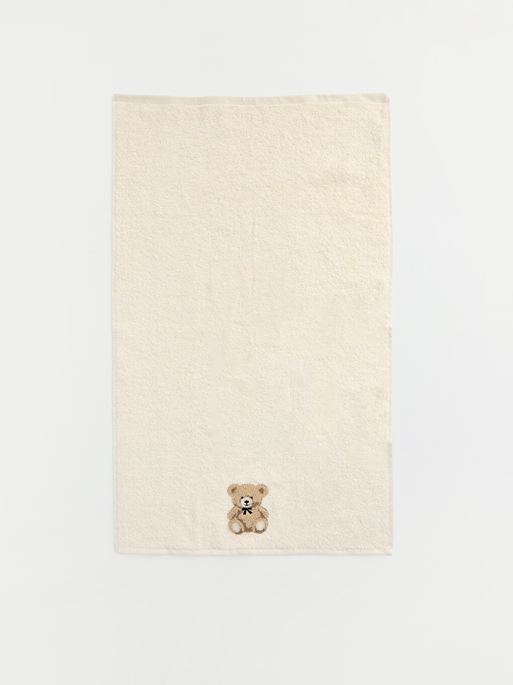 Bej Ayıcık Nakışlı Pamuklu Yüz Havlusu 50x80 Cm-1