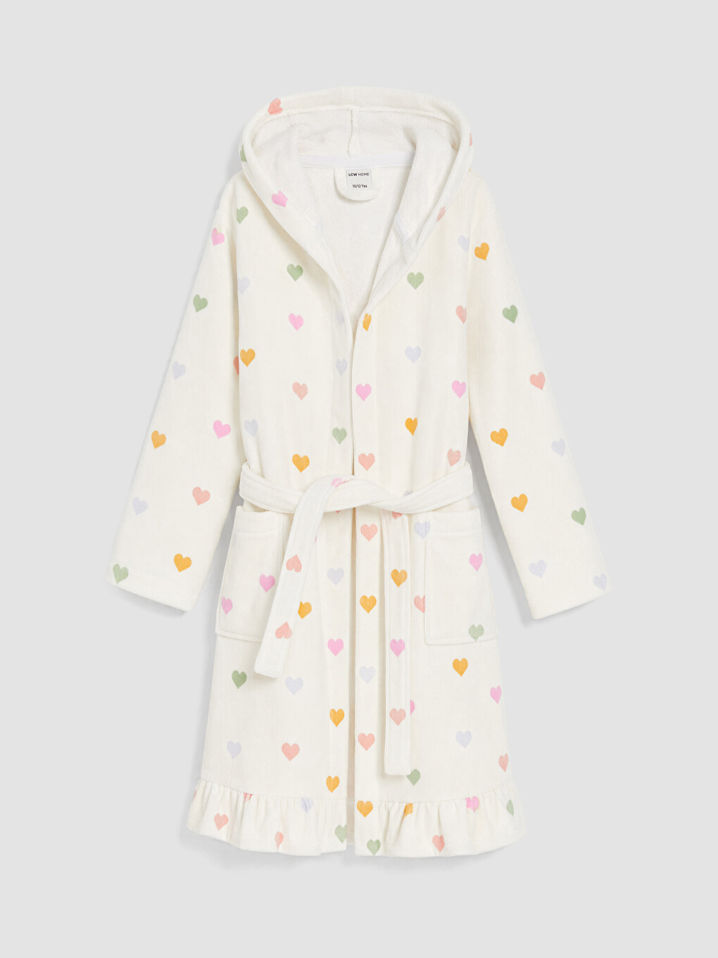 Heart Patterned Cotton Girls' Bathrobe-1
