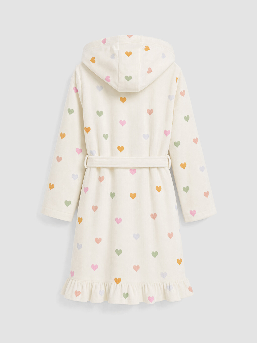 Heart Patterned Cotton Girls' Bathrobe-4