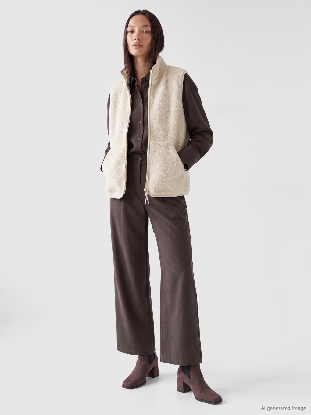 Mock Neck Women's Plush Gilet-1