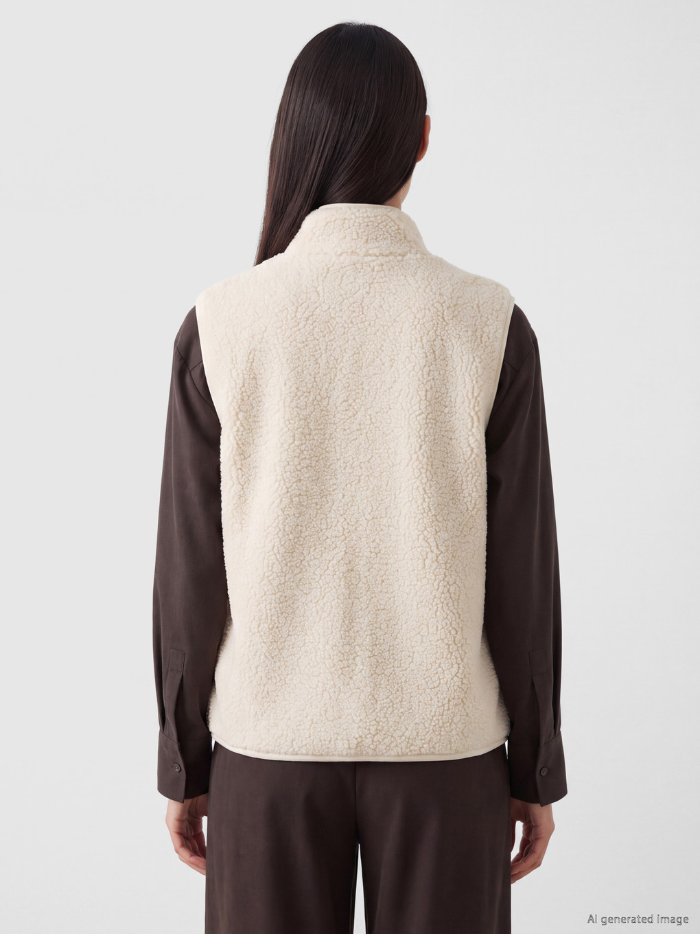 Mock Neck Women's Plush Gilet-3