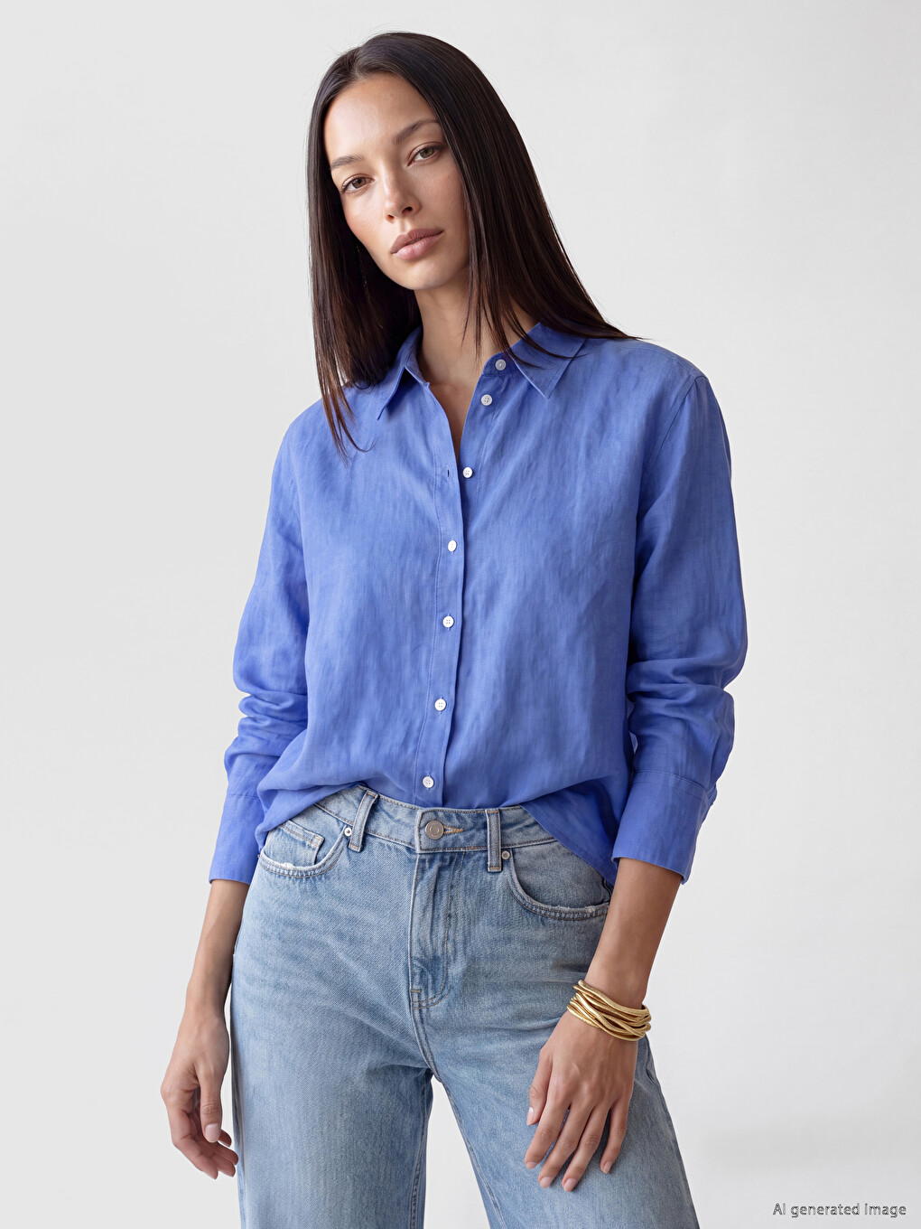 Woman Blue Shirt