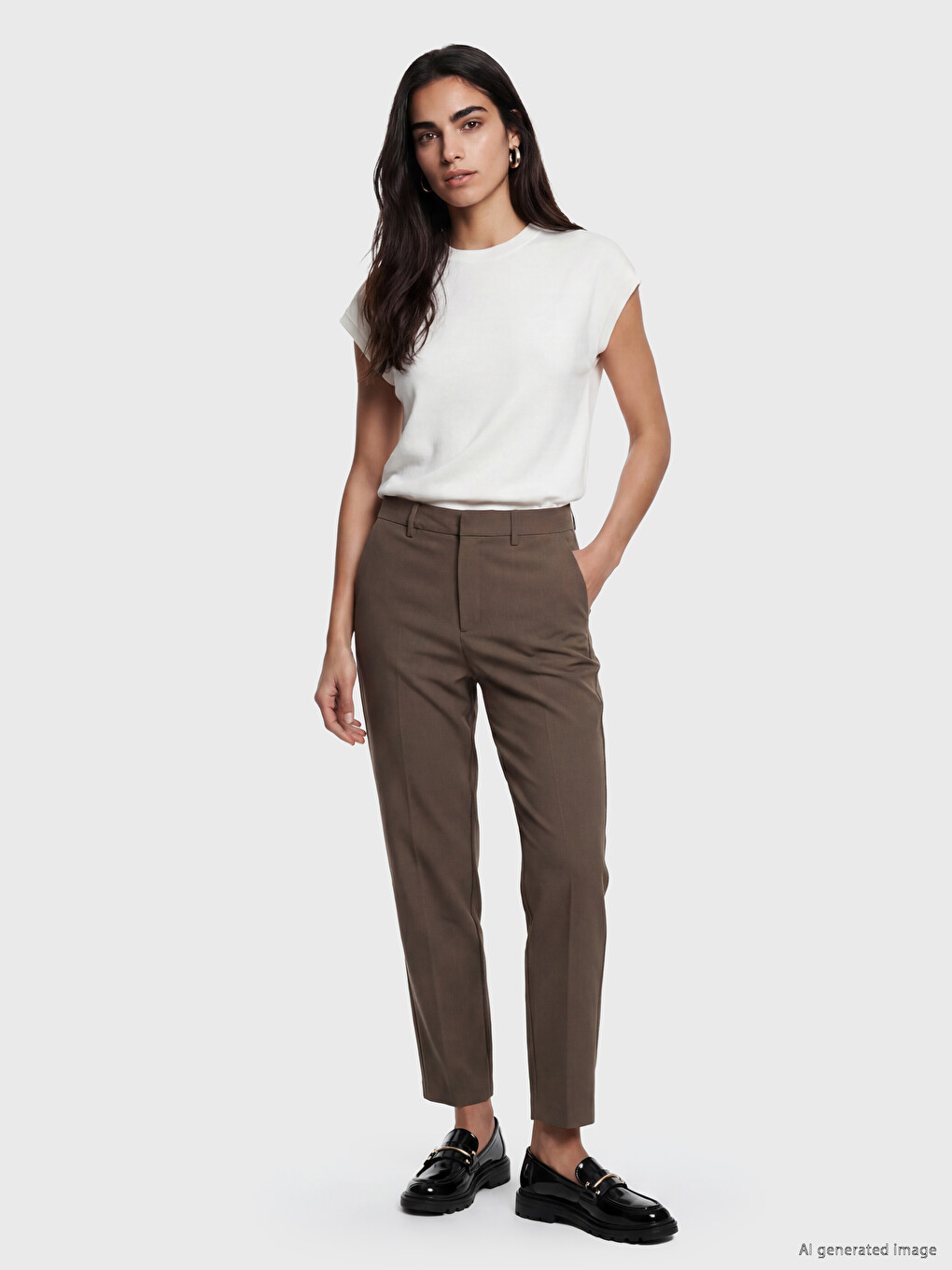 Slim Fit Women's Fabric Trousers