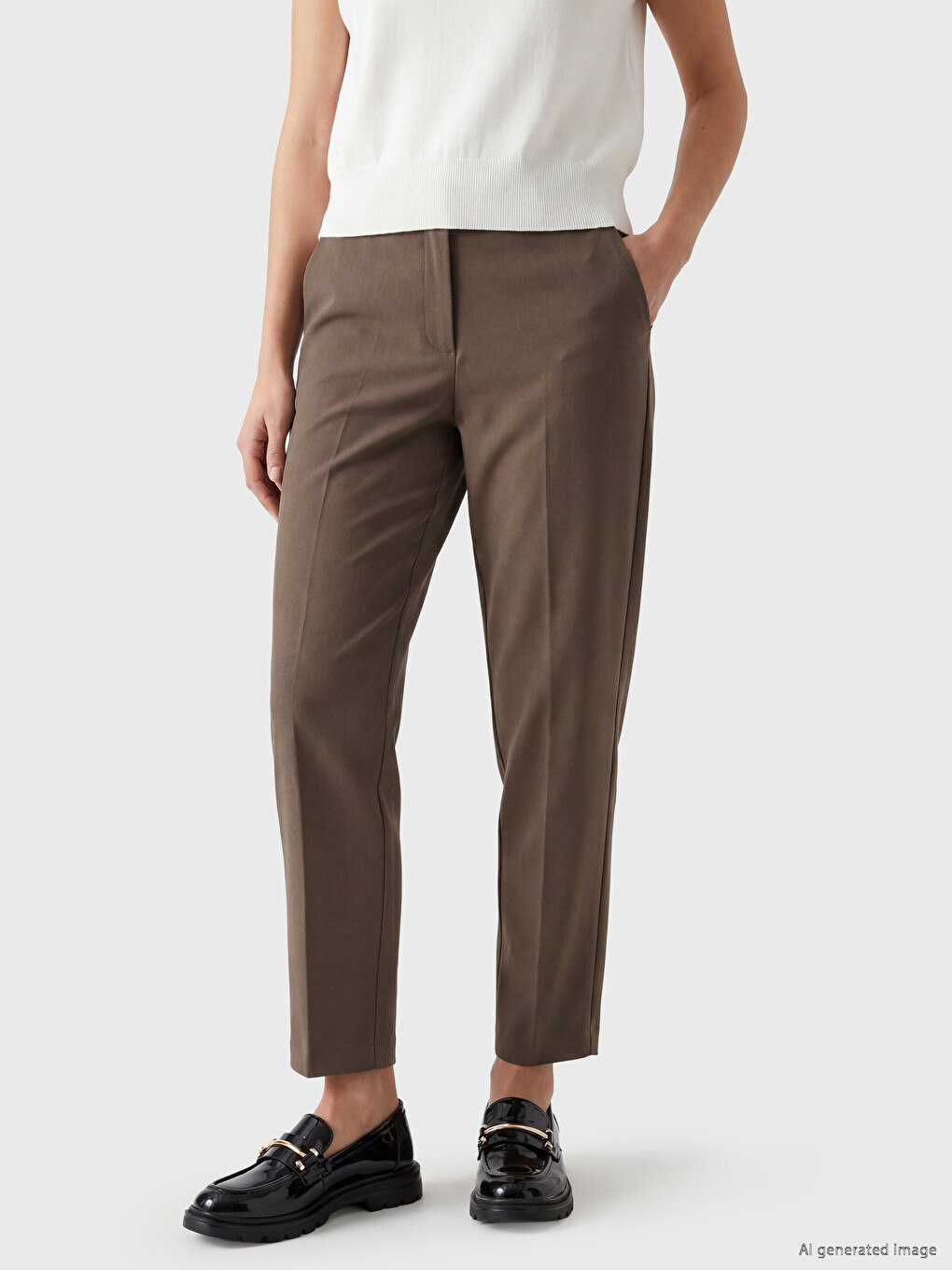 Slim Fit Women's Fabric Trousers-1
