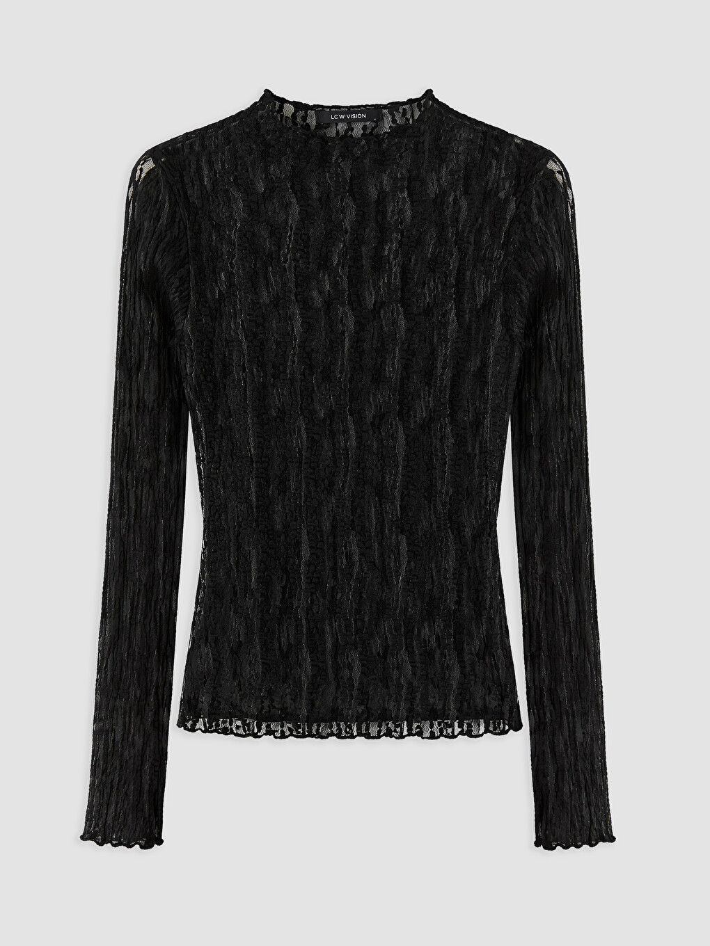 Mock Neck Lace Blouse-4