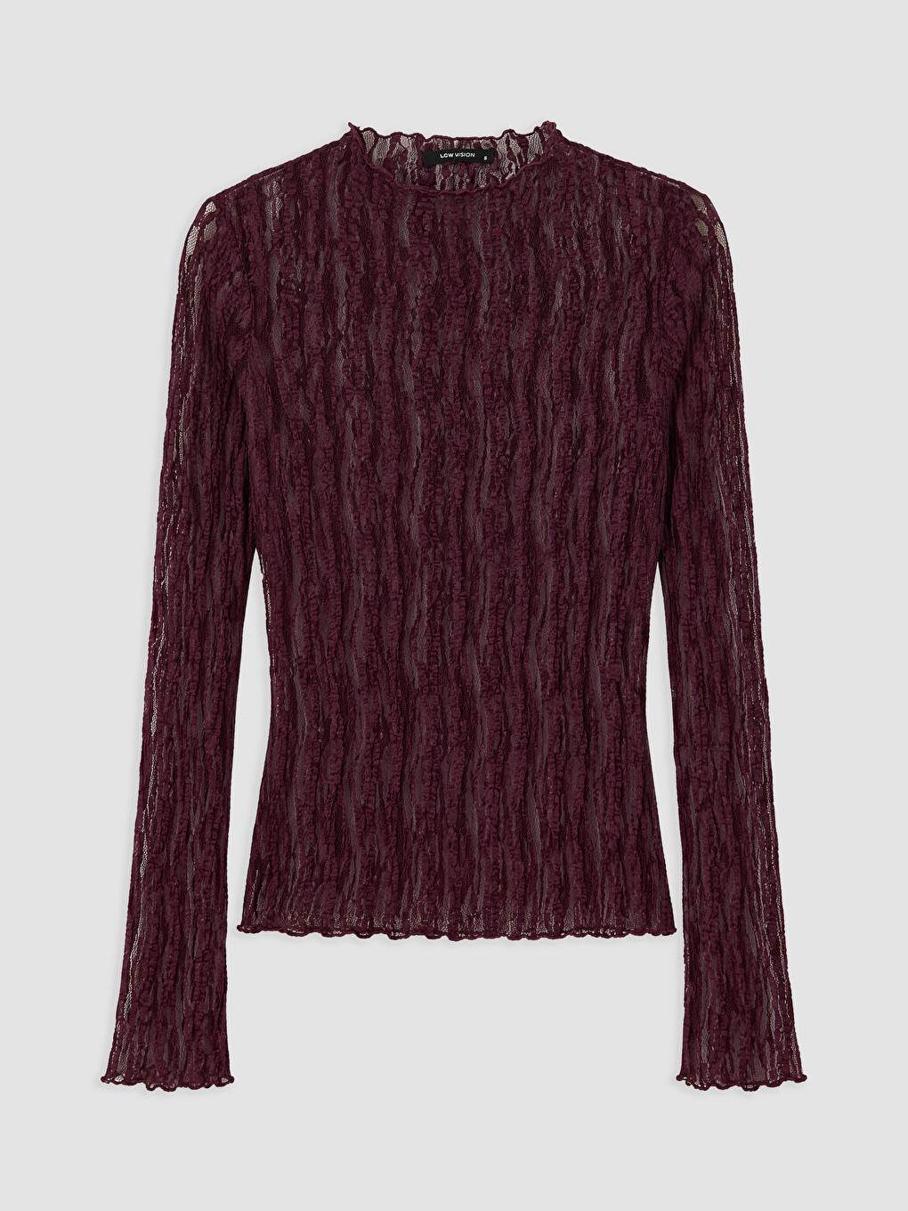 Mock Neck Lace Blouse-4