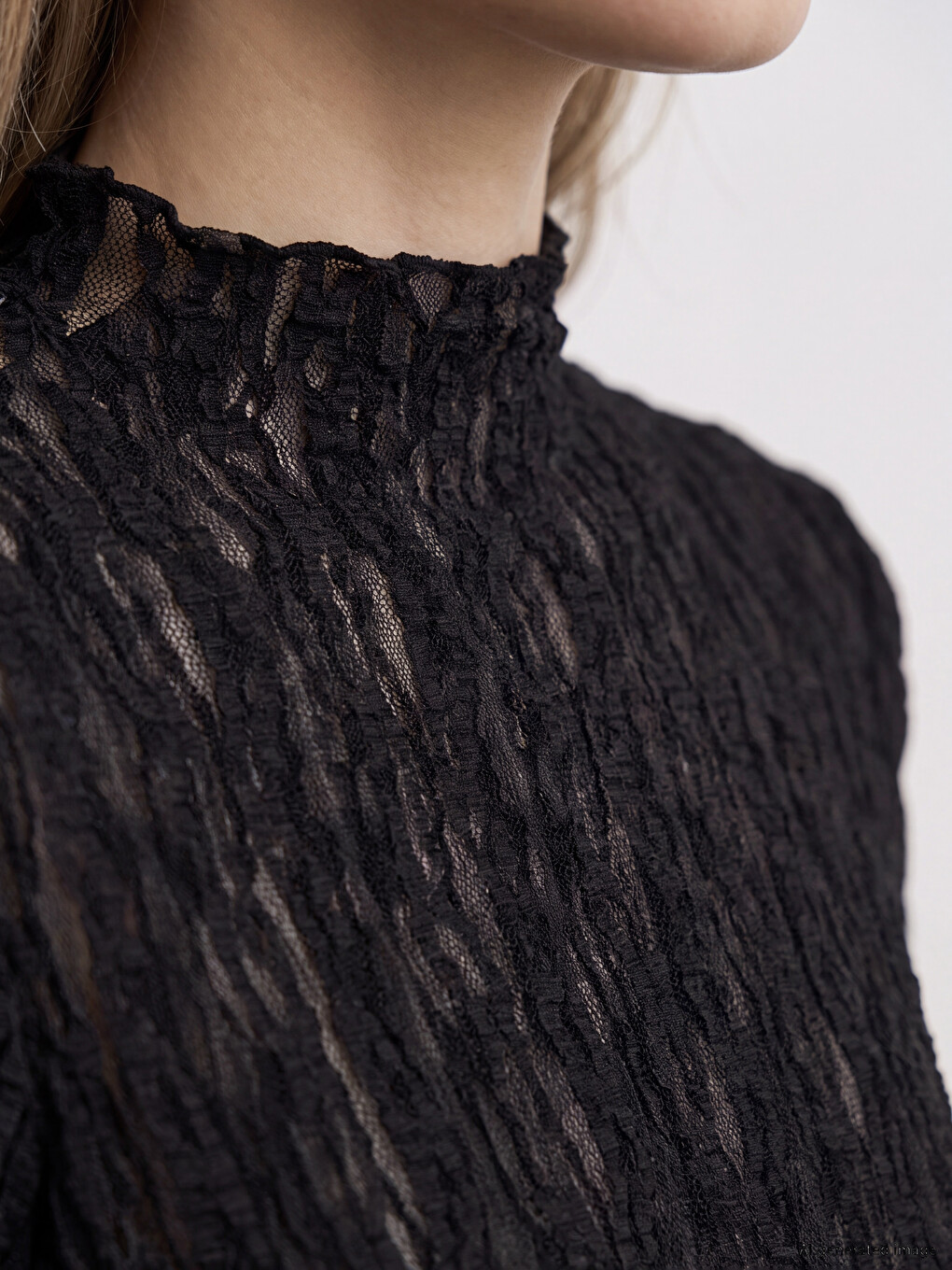 Mock Neck Lace Blouse-2