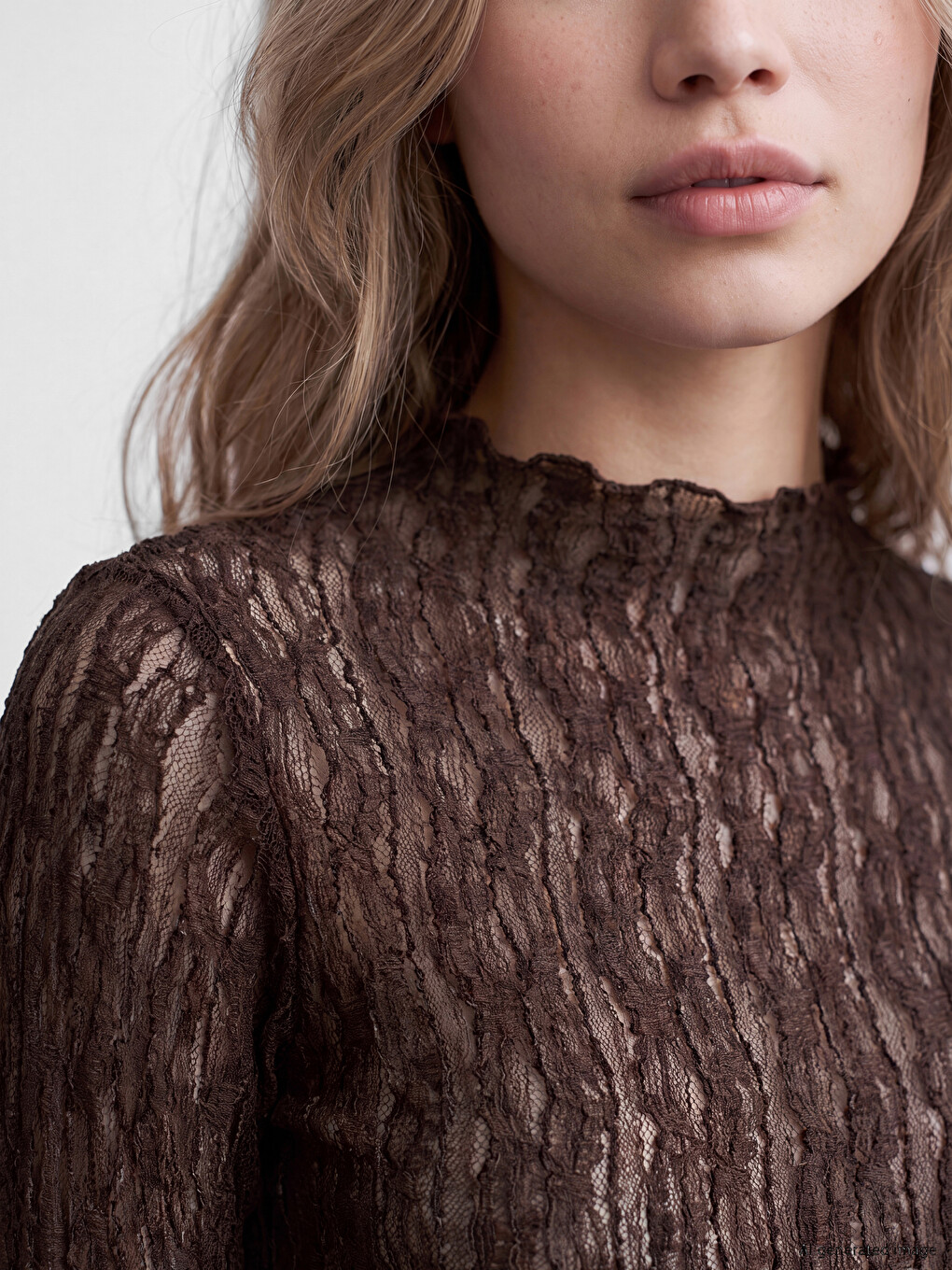 Mock Neck Lace Blouse-2