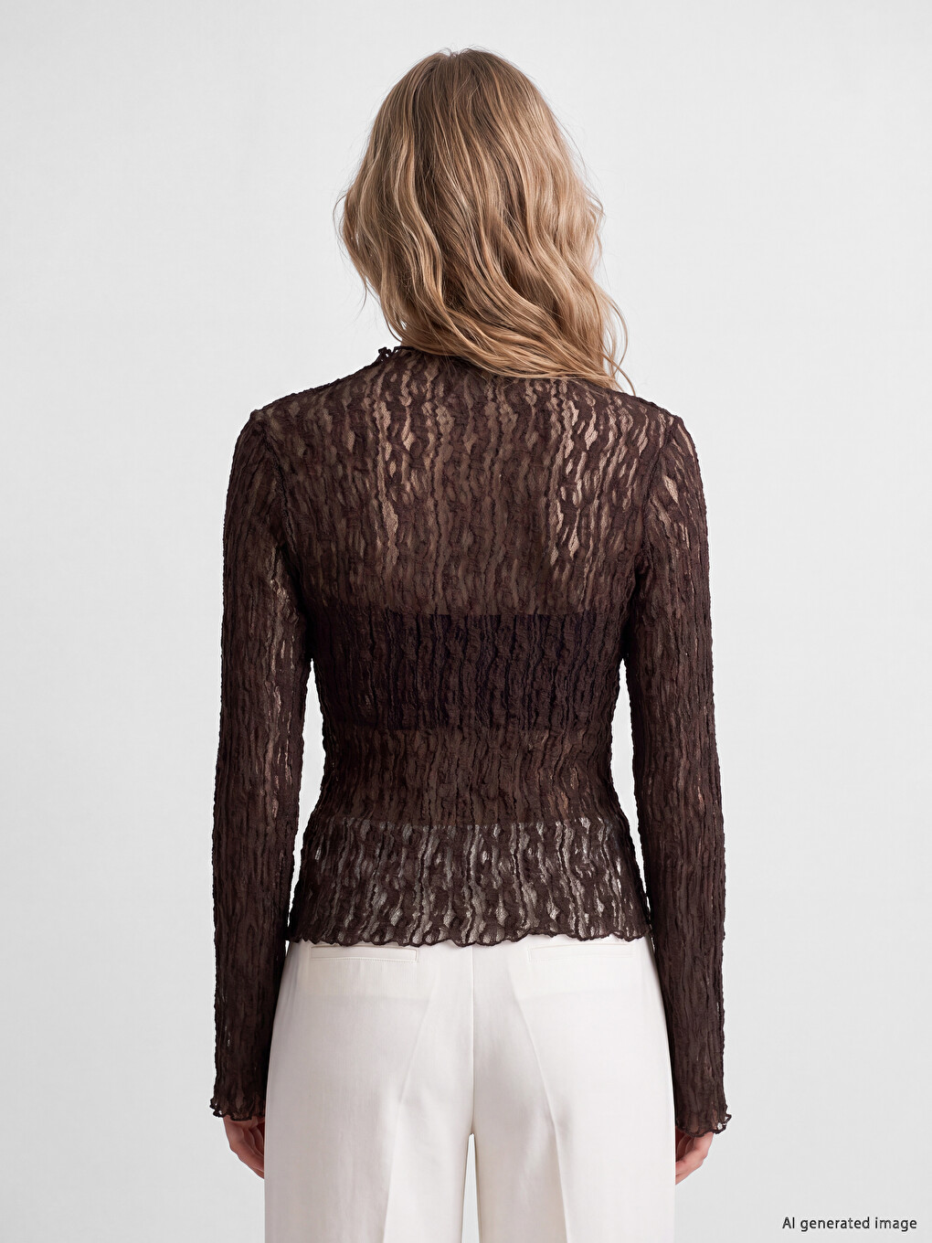 Mock Neck Lace Blouse-3
