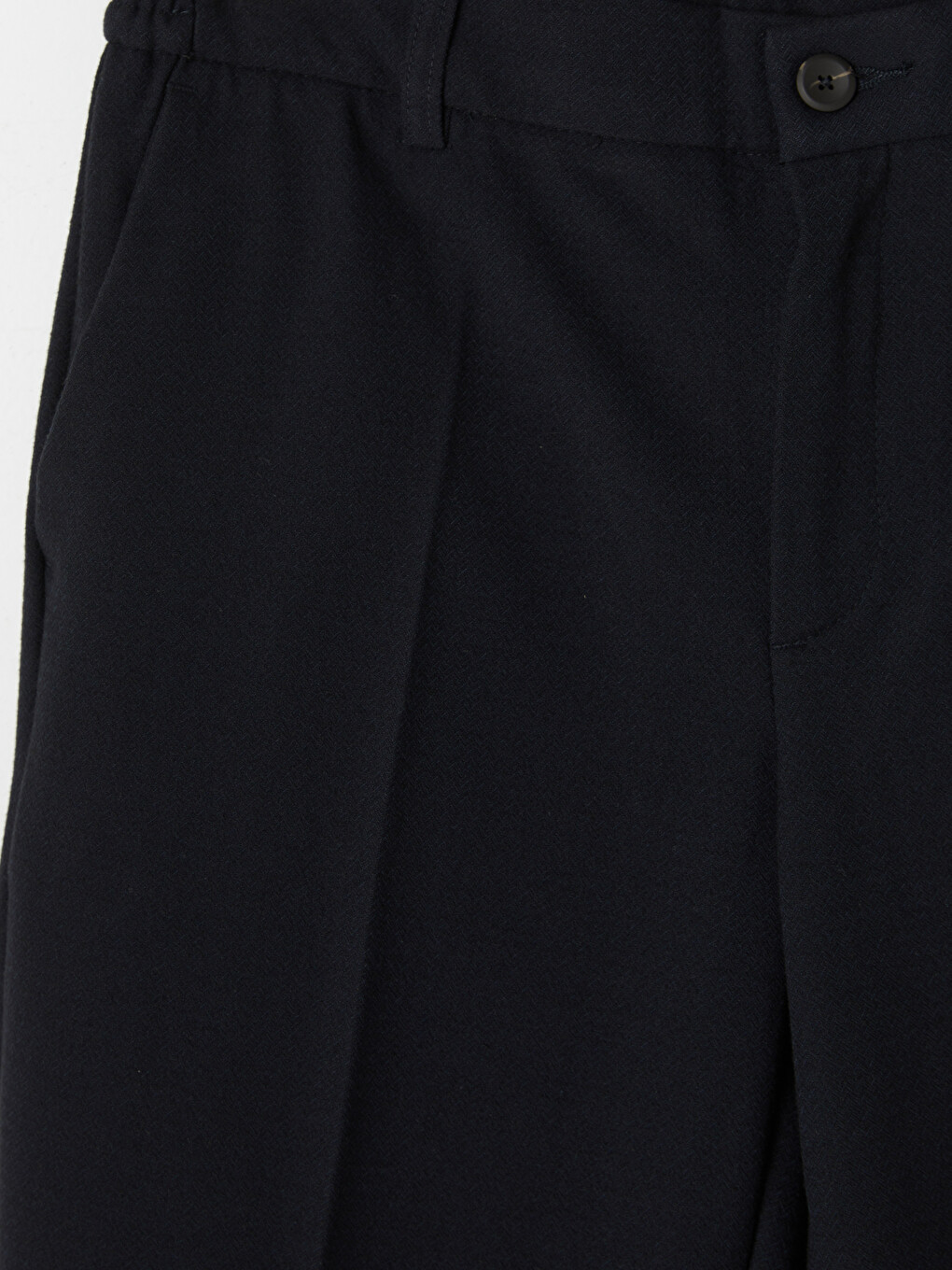 Lacivert Relax Fit Beli Lastikli Erkek Pileli Pantolon-2