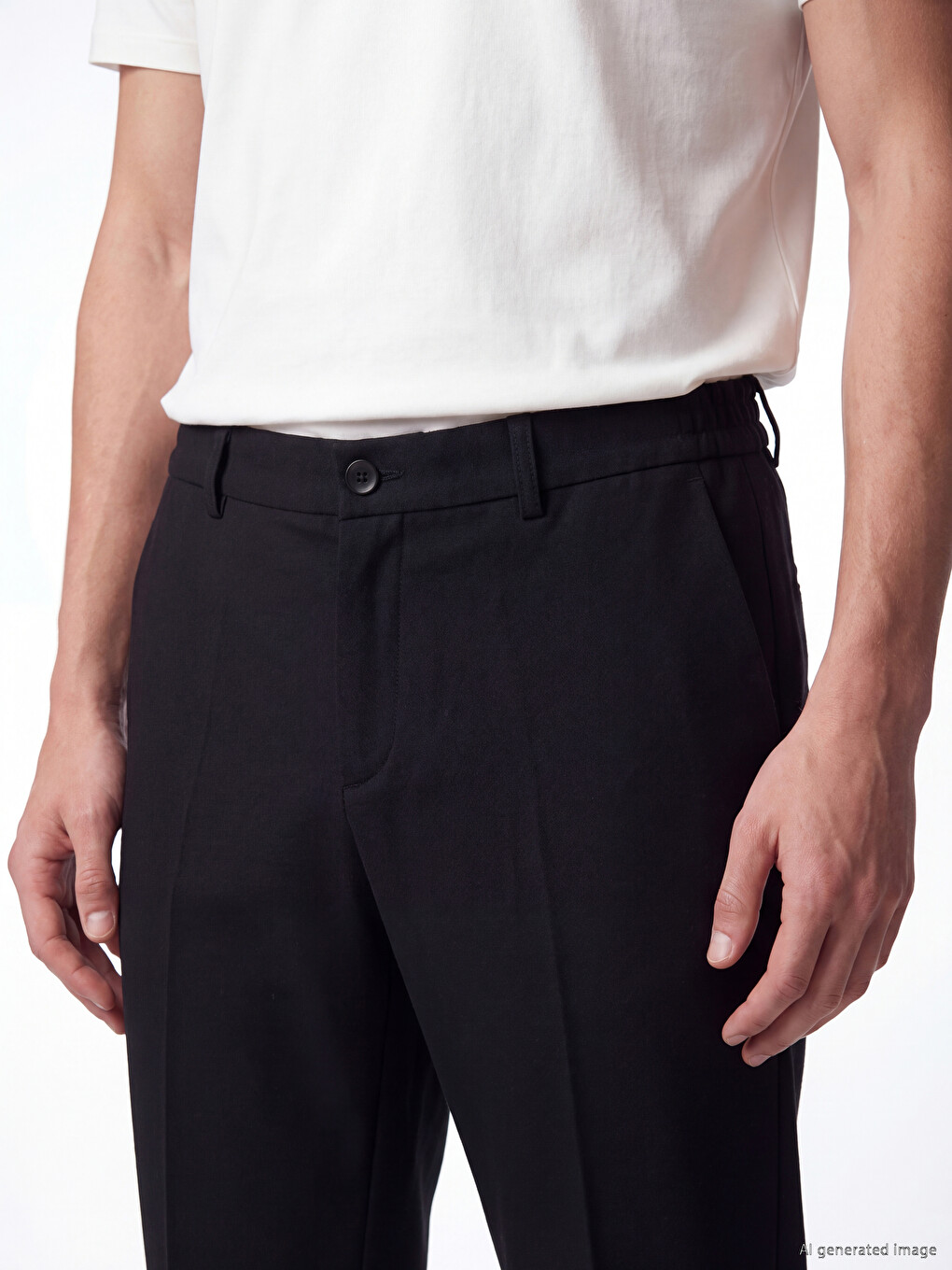 Relax Fit Elastic Waist Men's Pleated Trousers-2