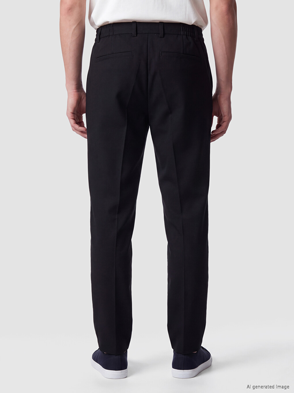 Relax Fit Elastic Waist Men's Pleated Trousers-3