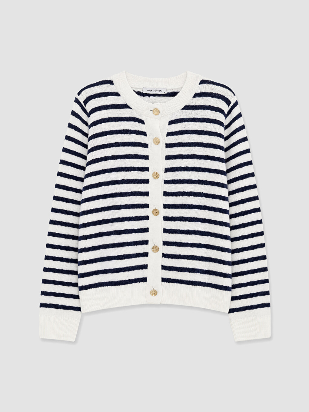 Crew Neck Striped Women's Knitwear Cardigan-4