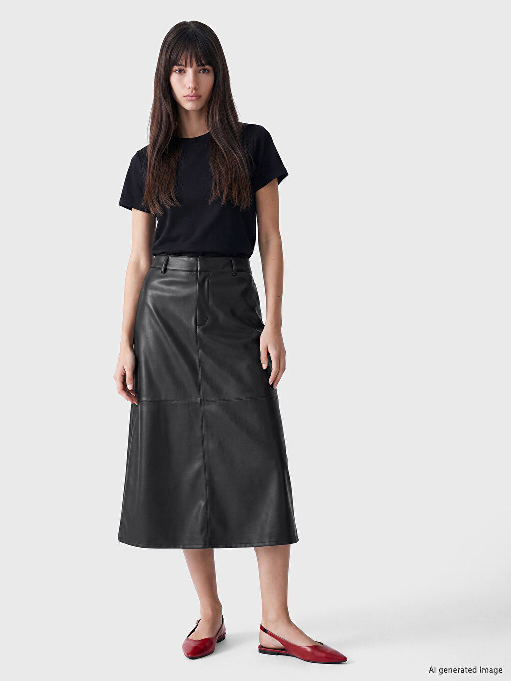 A-line Faux Leather Skirt