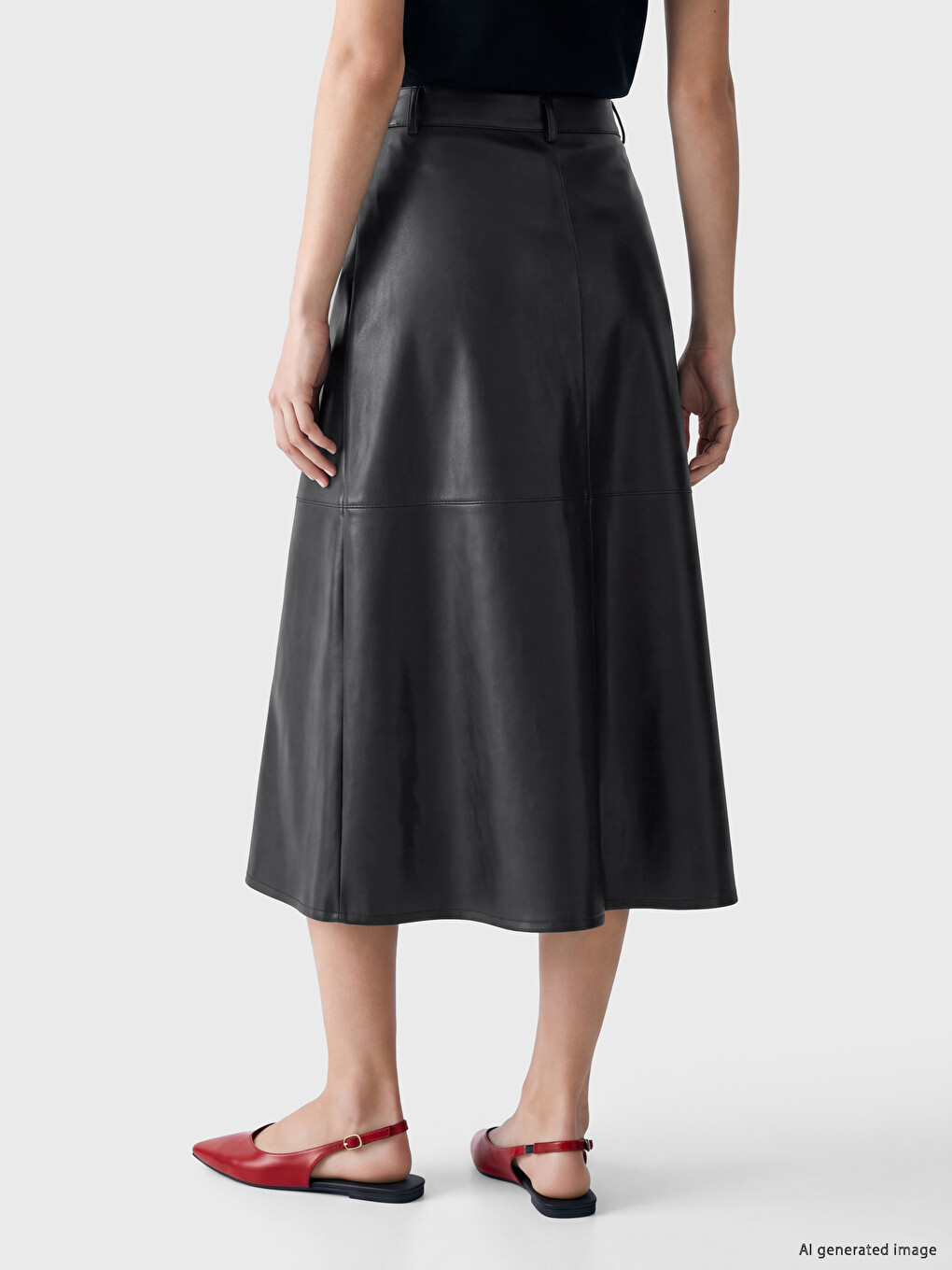 A-line Faux Leather Skirt-1