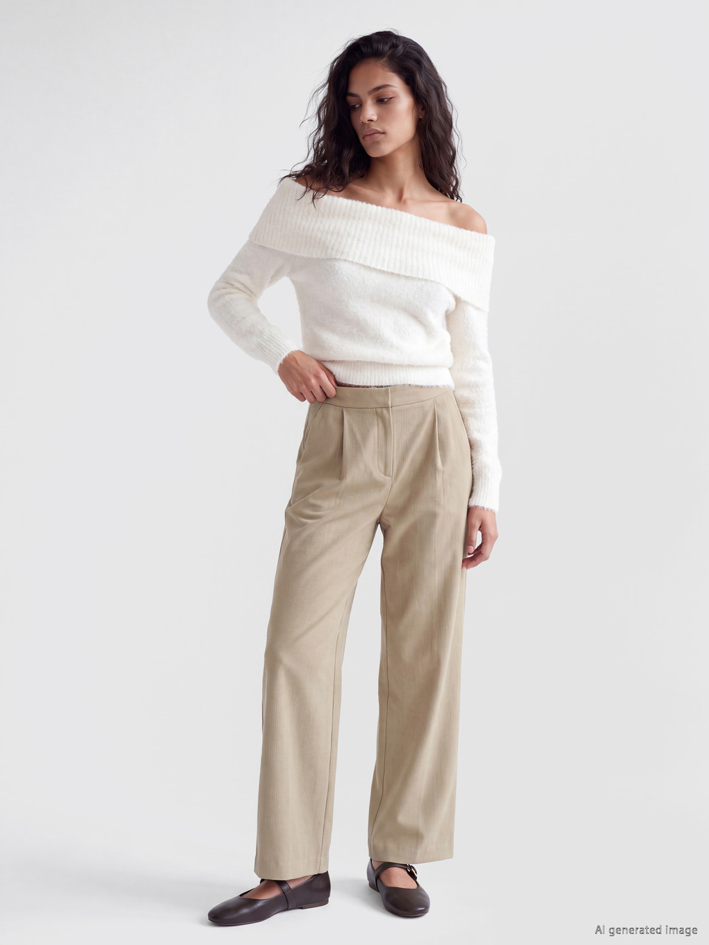 Pullover Mit Schulterfreiem Ausschnitt Damen Strickpullover-1