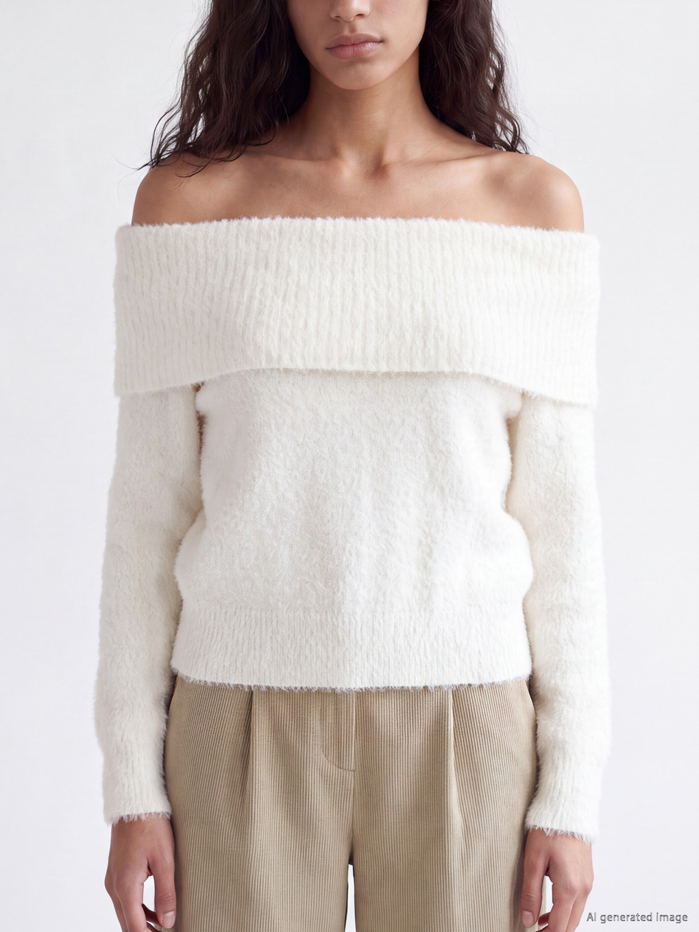 Pullover Mit Schulterfreiem Ausschnitt Damen Strickpullover-2