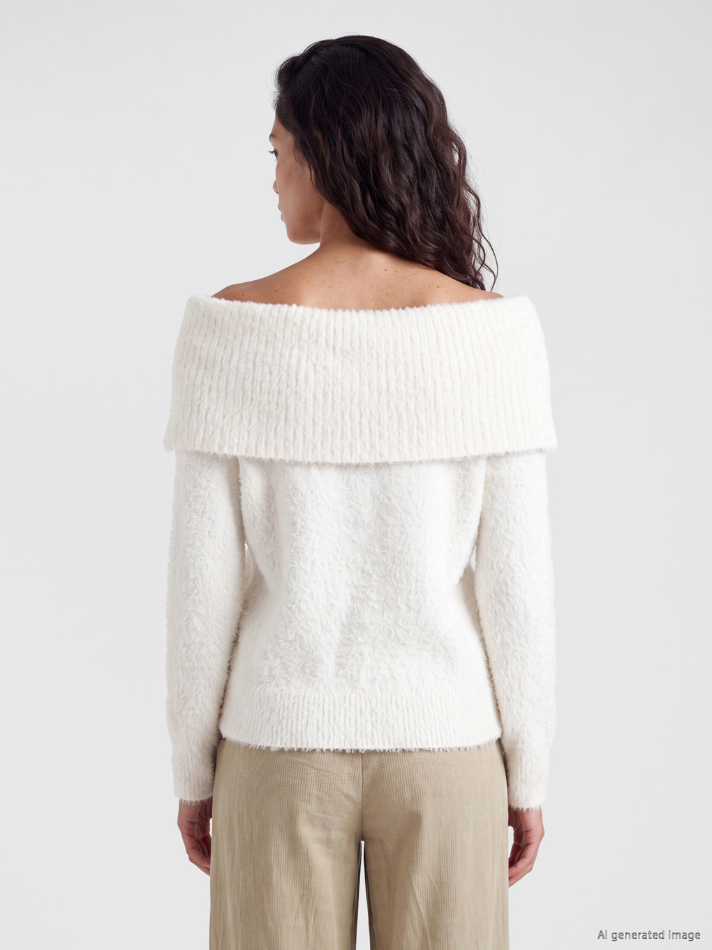 Pullover Mit Schulterfreiem Ausschnitt Damen Strickpullover-3