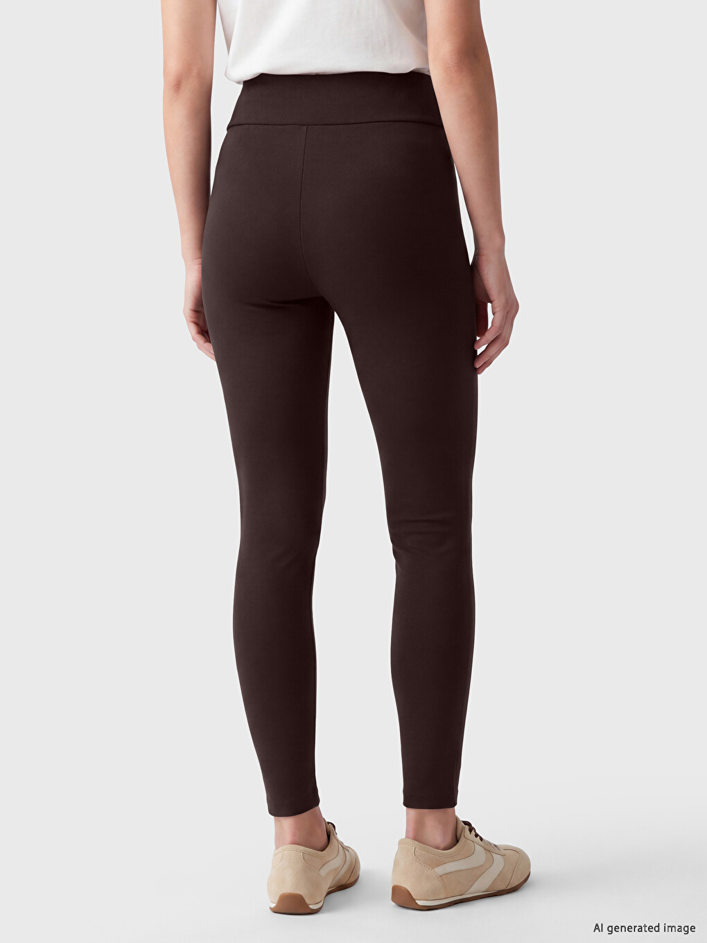 Femër Ngjyre Kafe Leggins-3