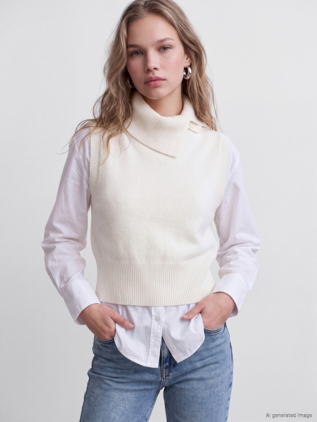 Turtleneck Women's Knitwear Sweater Vest