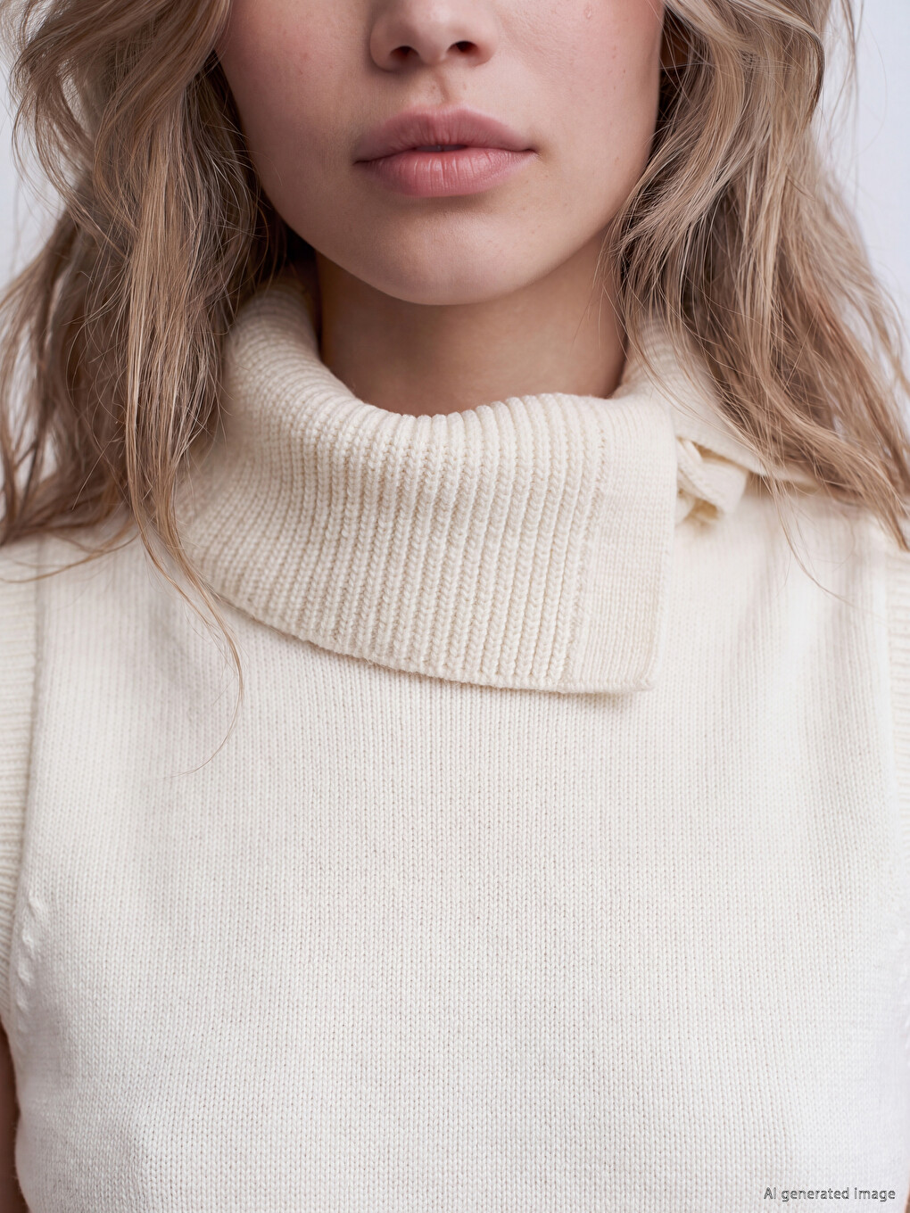 Turtleneck Women's Knitwear Sweater Vest-2