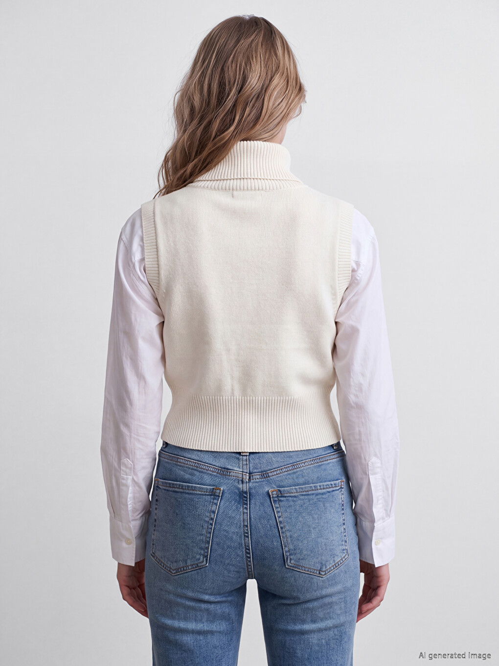 Turtleneck Women's Knitwear Sweater Vest-3