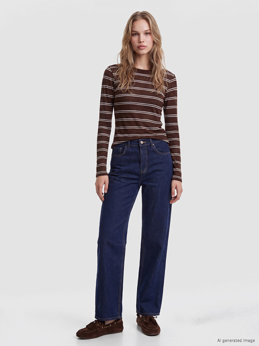 Crew Neck Striped Women's Body-1
