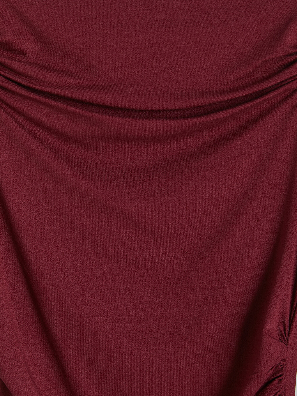 Bordo Dantel Detaylı Asimetrik Kesim Bluz-1