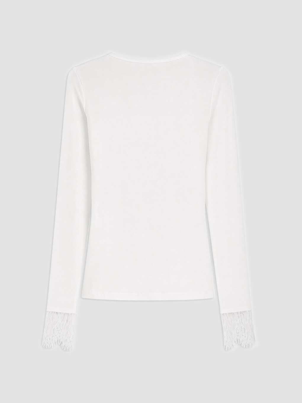 Beyaz Bisiklet Yaka Dantel Detaylı Kadın Body-1