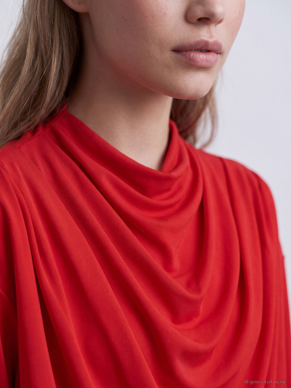 Mock Neck Draped Blouse-2