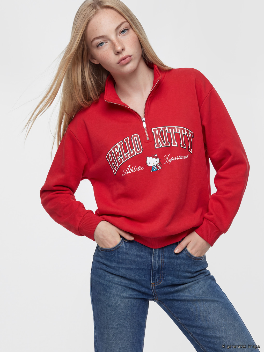 Woman Red Sweatshirt