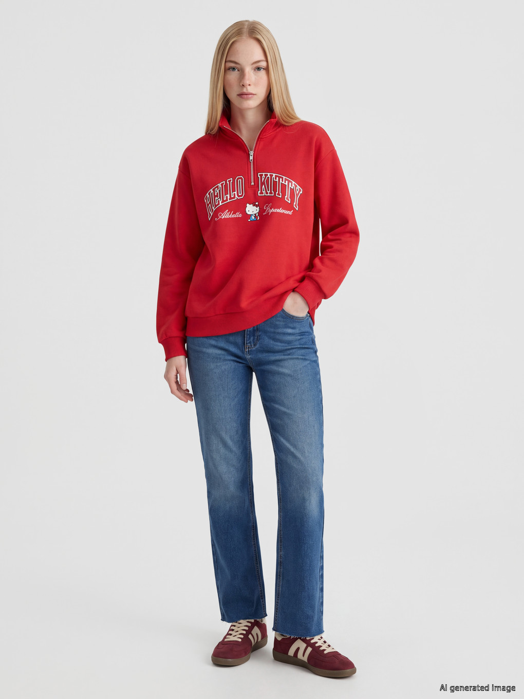 Woman Red Sweatshirt-1