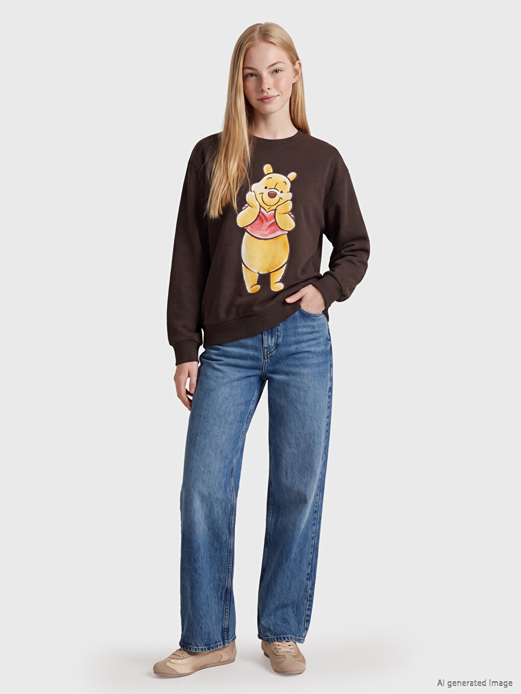 Winnie The Pooh Printed Women's Thick Sweatshirt-1