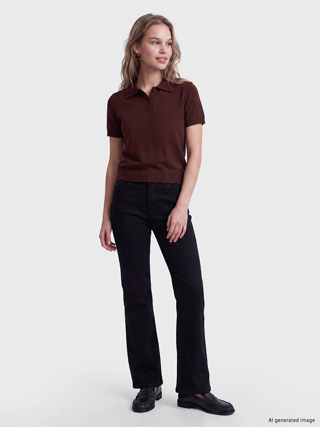 Pulover Tricotat Cu Guler Polo Pentru Femei-1