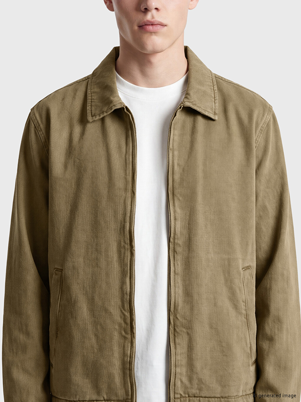 Man Khaki Denim Jacket-2