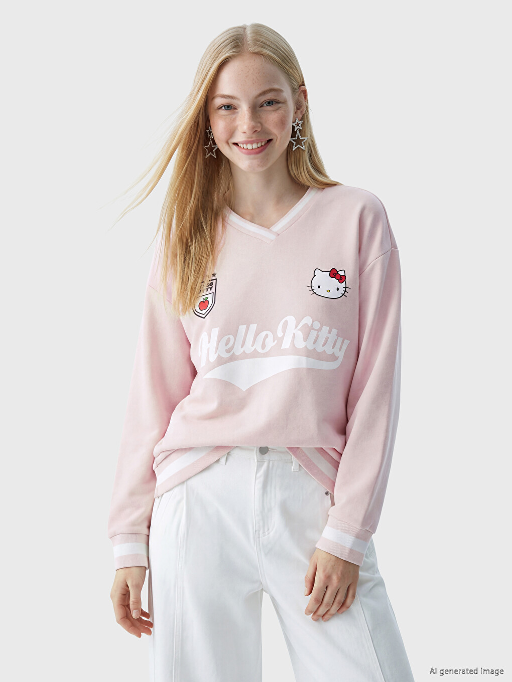 Hello Kitty Printed Oversize Women's Thick Sweatshirt