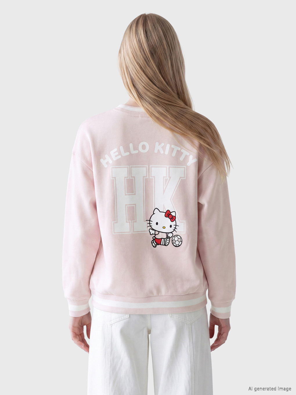 Hello Kitty Printed Oversize Women's Thick Sweatshirt-3