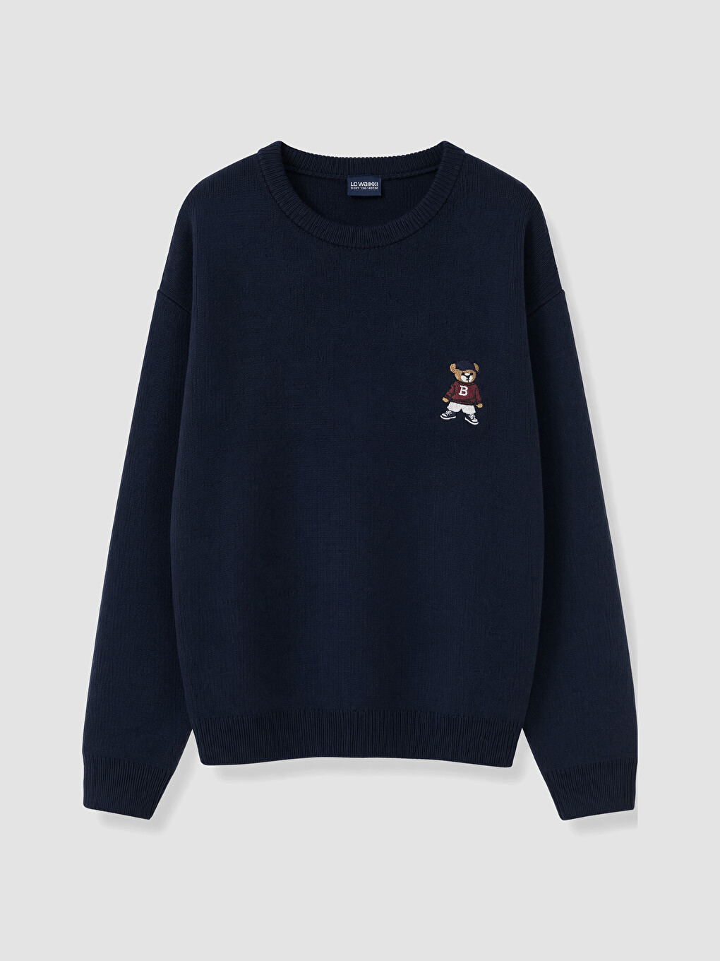 Crew Neck Bear Teddy Printed Men's Knitwear Sweater