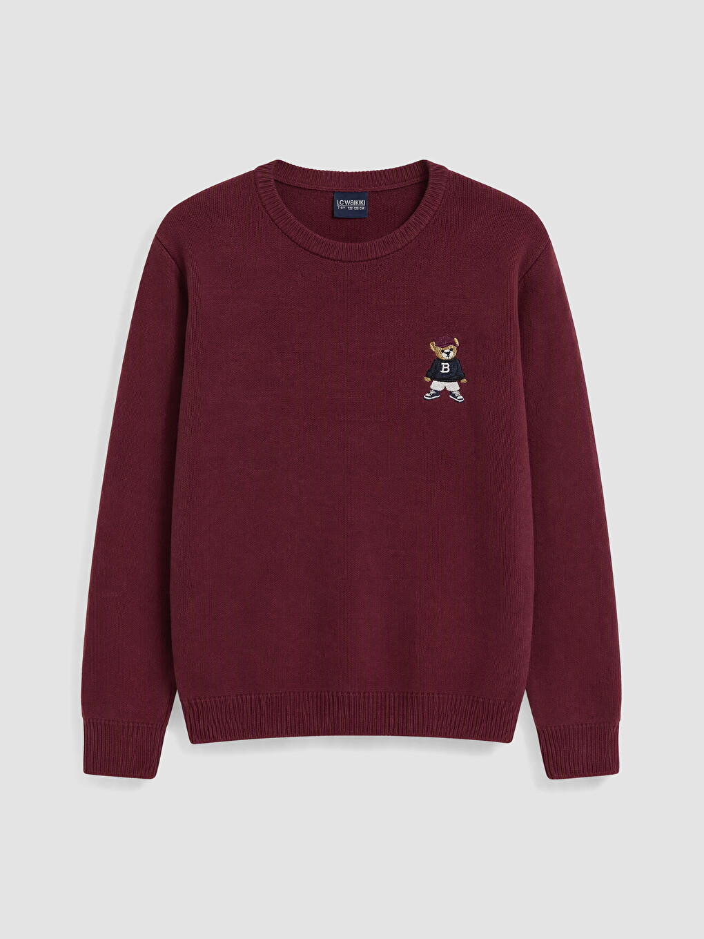 Crew Neck Bear Teddy Printed Boy Knitwear Sweater