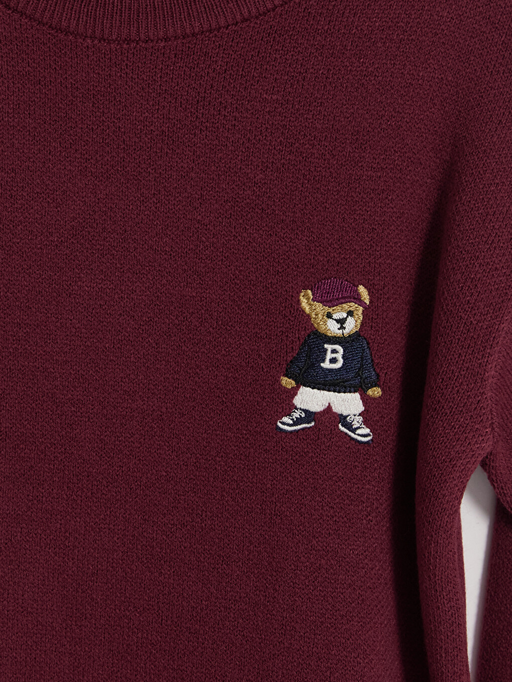 Crew Neck Bear Teddy Printed Boy Knitwear Sweater-1