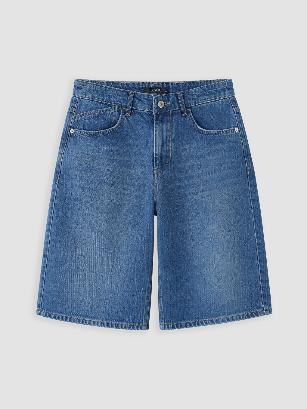 İndigo Loose Fit Erkek Jean Şort-4
