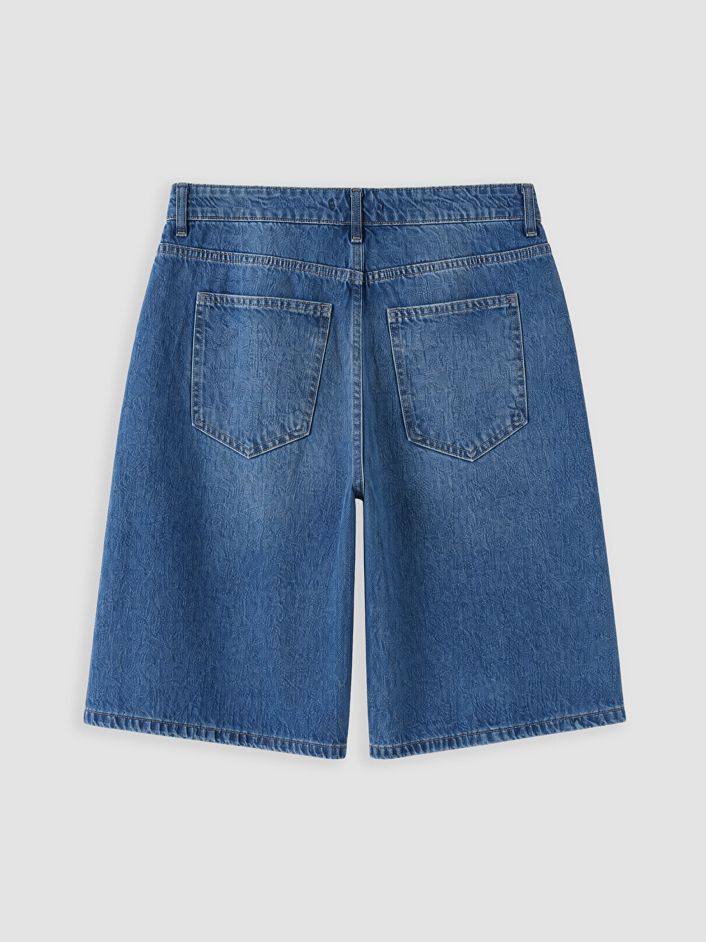 İndigo Loose Fit Erkek Jean Şort-6