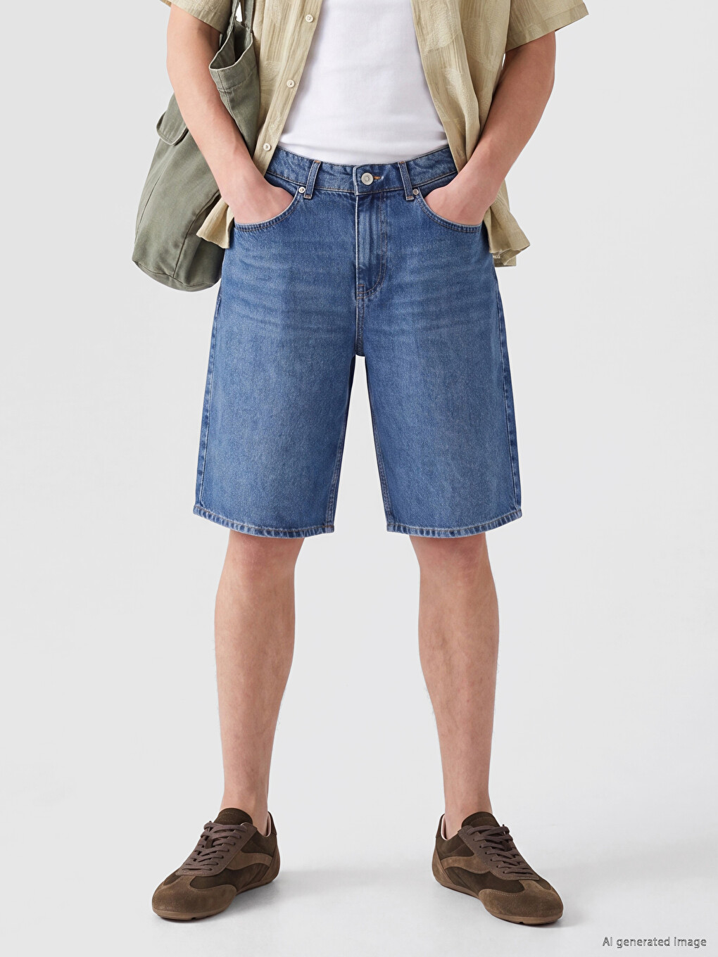 İndigo Loose Fit Erkek Jean Şort