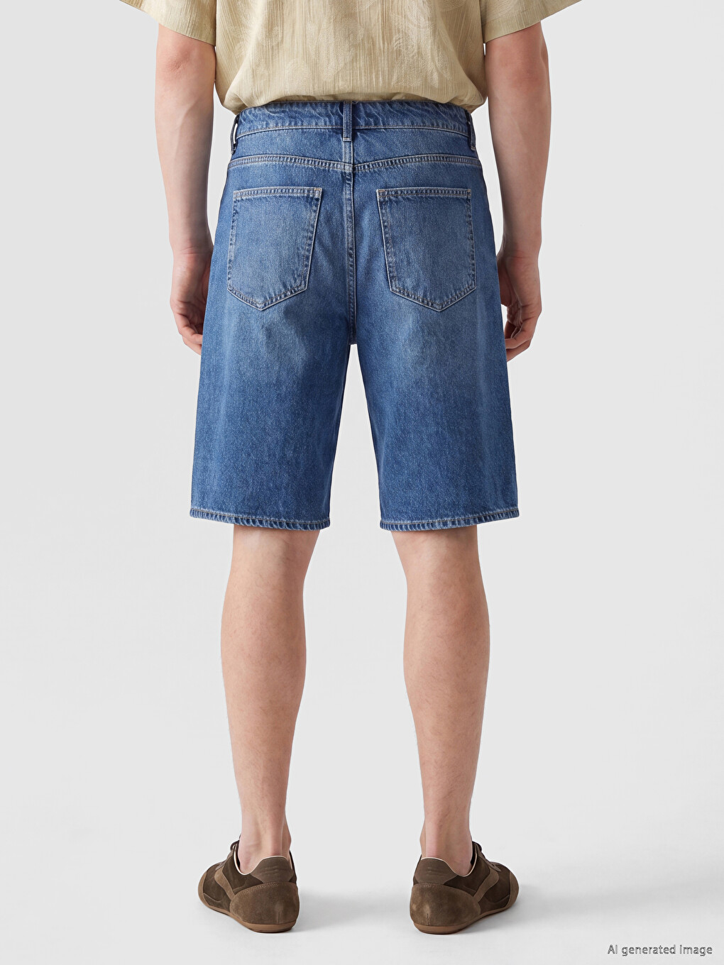 İndigo Loose Fit Erkek Jean Şort-3