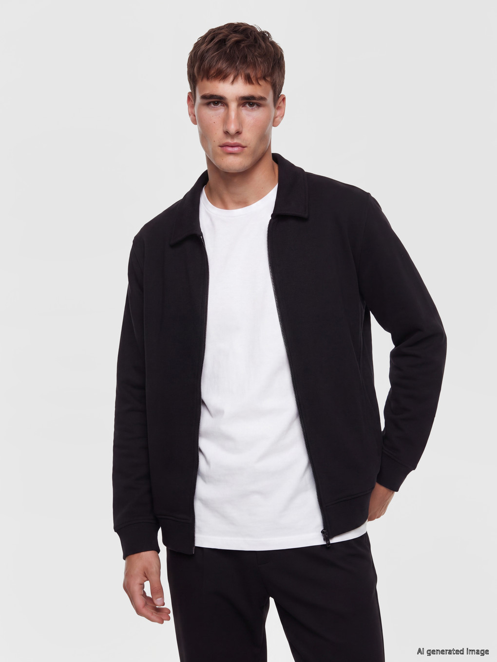 Man Black Zip-up Sweatshirt