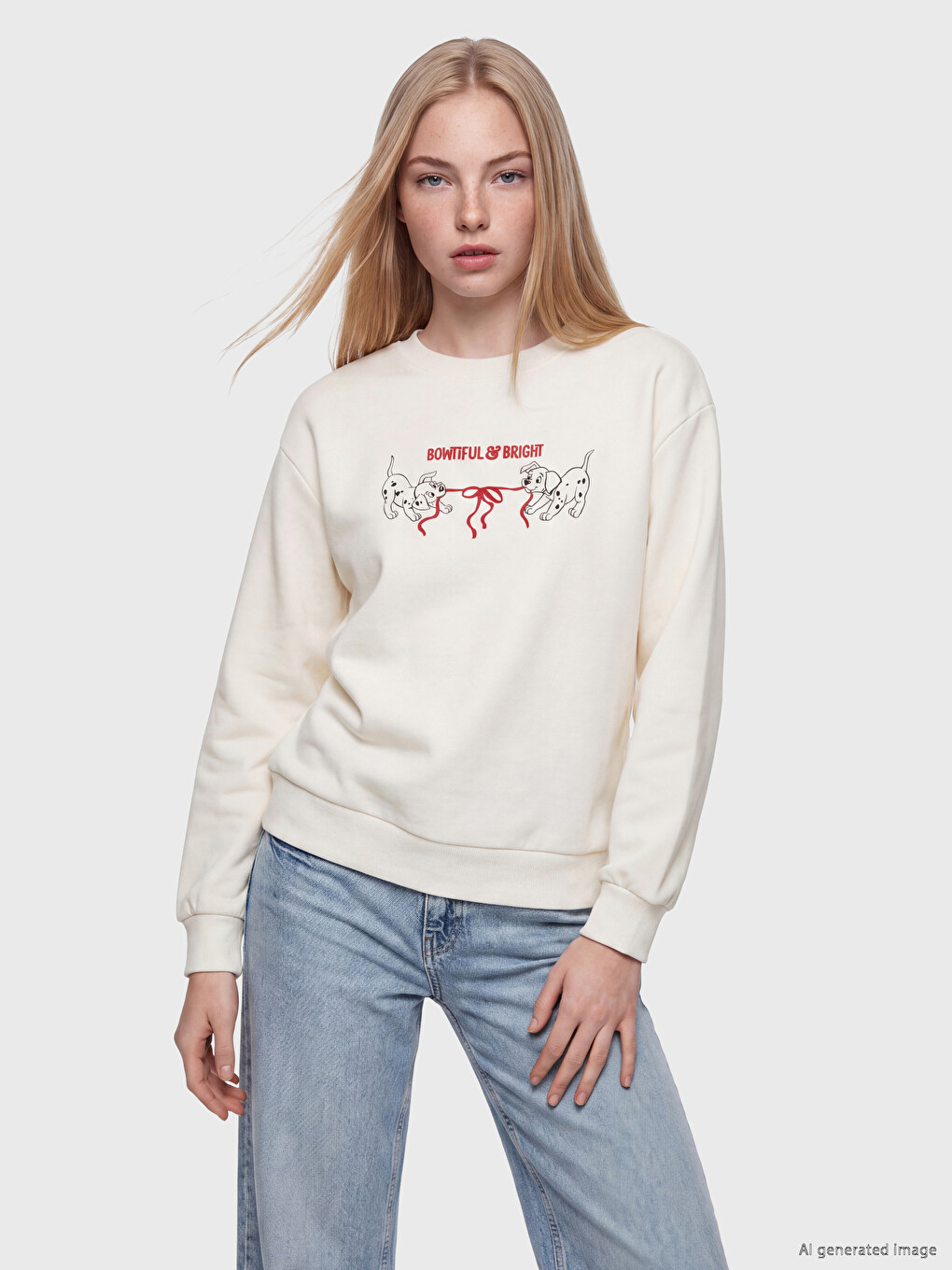Hanorac Oversize Imprimat 101 Dalmatians Pentru Femei
