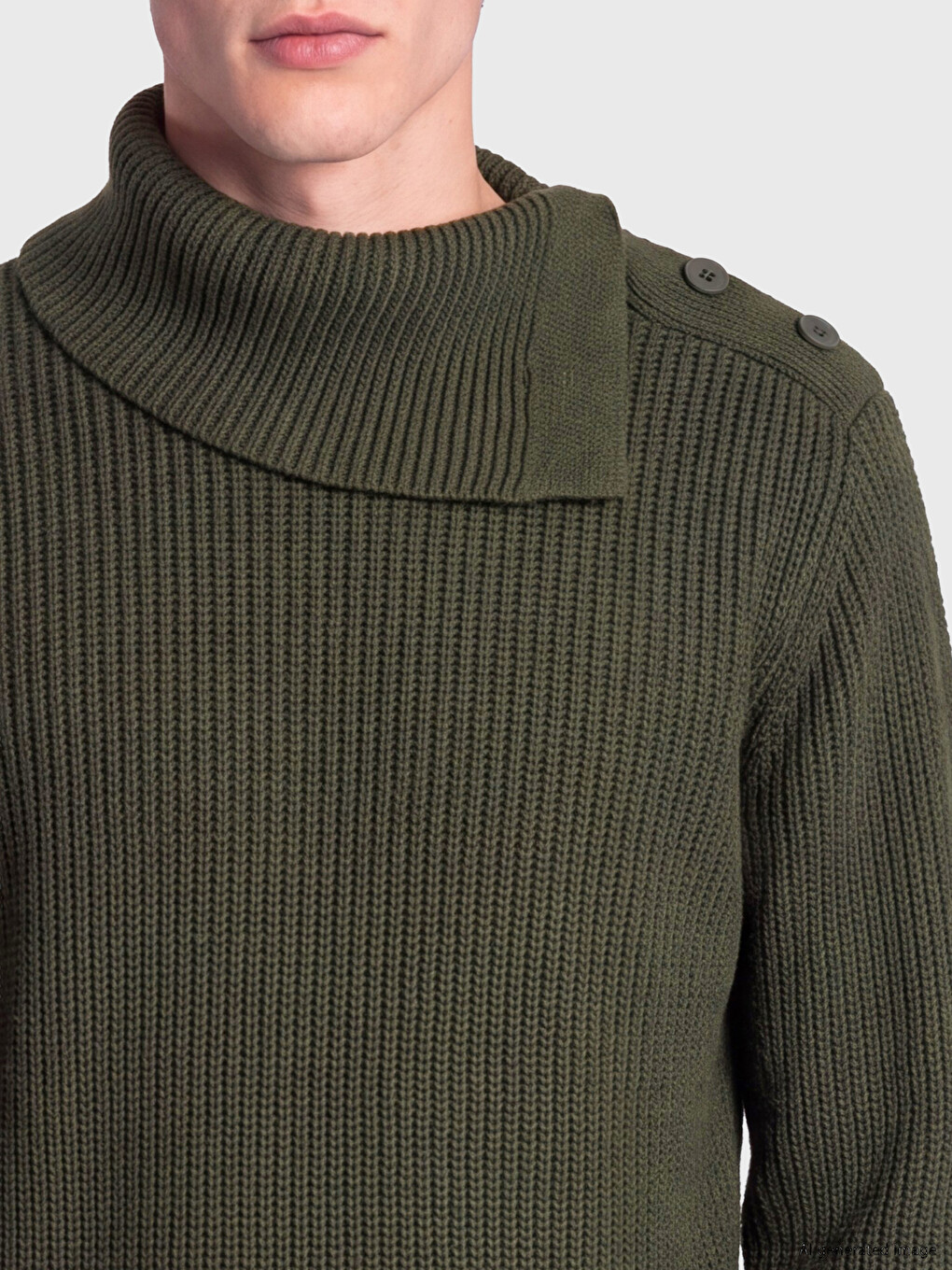 Pulover Tricotat Mock Neck Bărbați-2