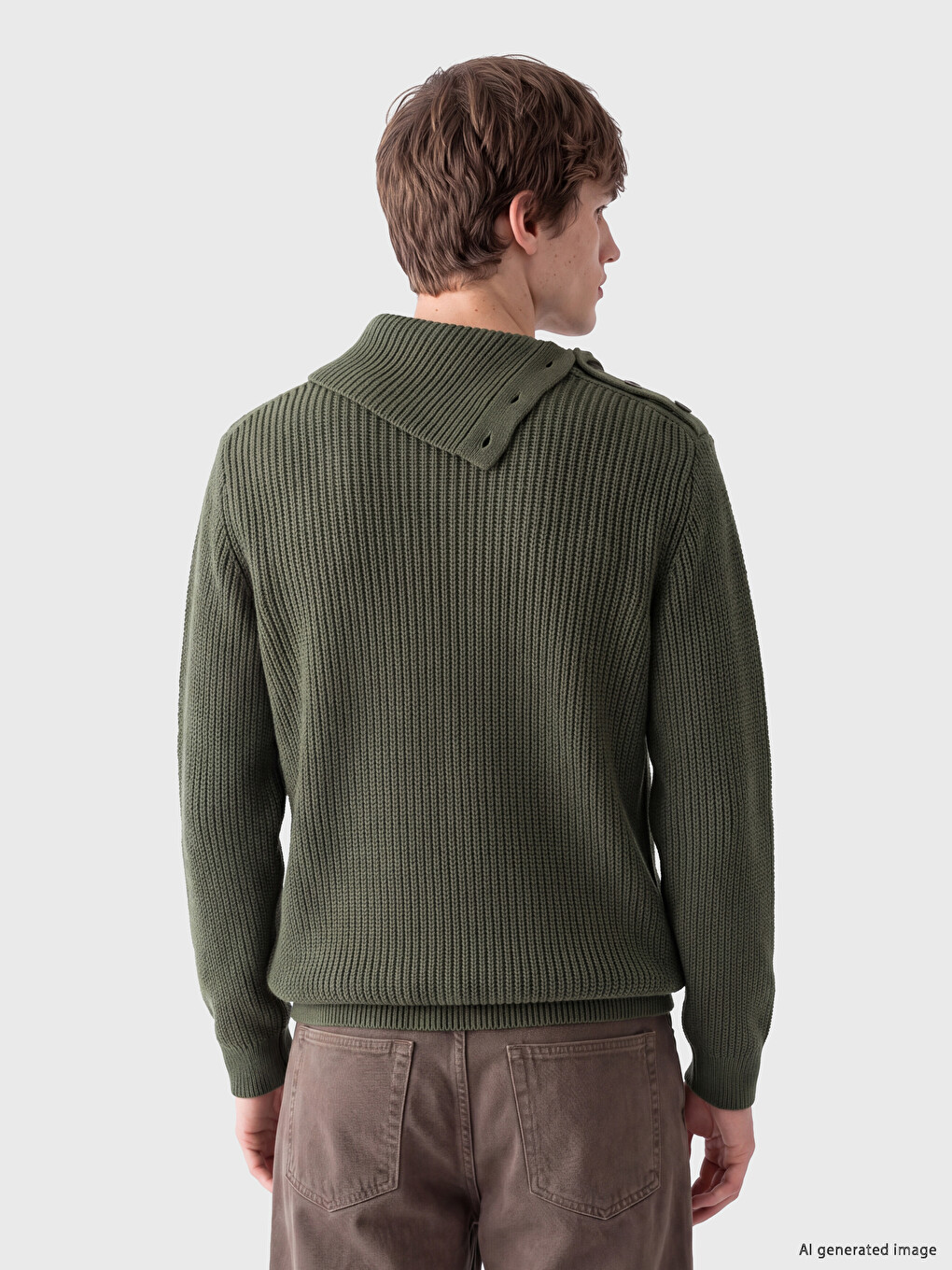 Pulover Tricotat Mock Neck Bărbați-3