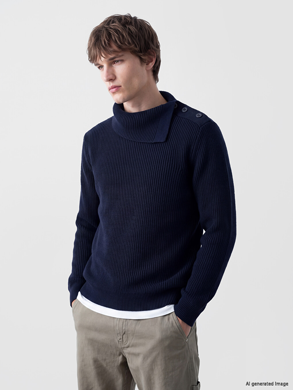 Mock Neck Men's Knitwear Sweater